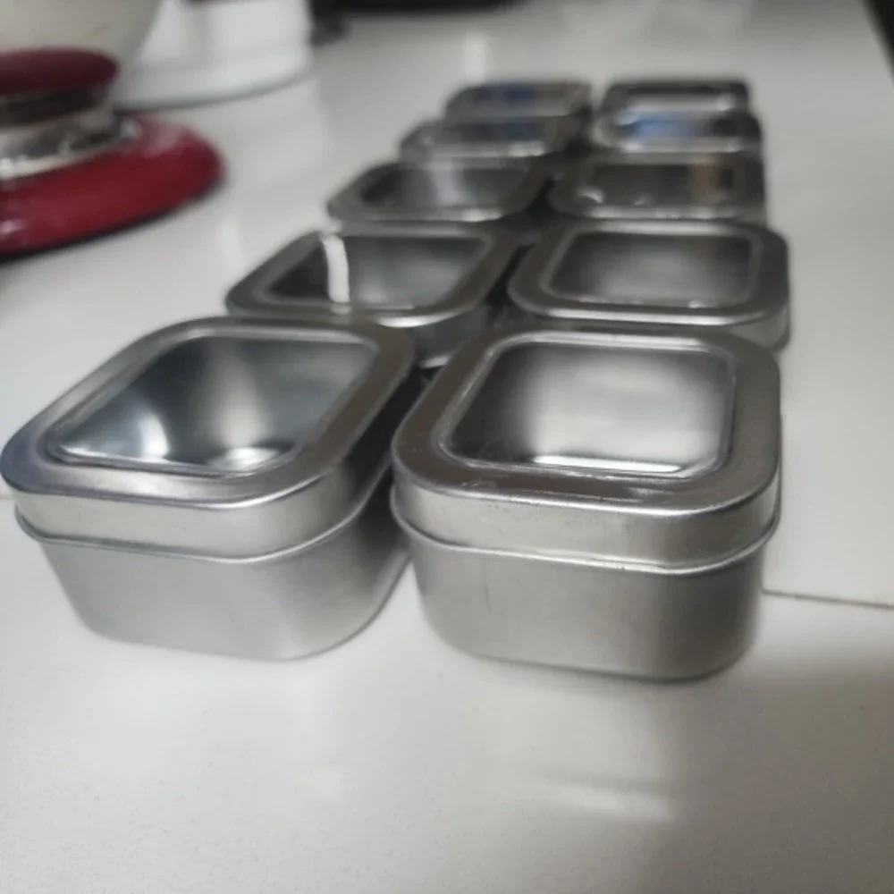 10pc Small Tins 2oz. ‎ With Window use for candy or spices Organize spices